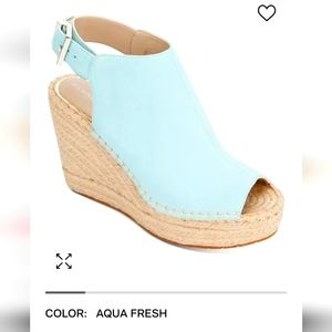 Kenneth Cole Olivia Espadrille peep toe Wedge in Aqua